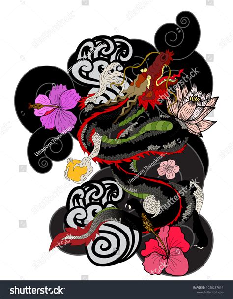 Red Japanese Dragon Wallpaper Backgrounddragon Tattoodragon Stock ...