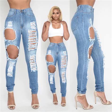 New Fashion Autum Jeans High Waist Ripped Jeans Beggars Broken