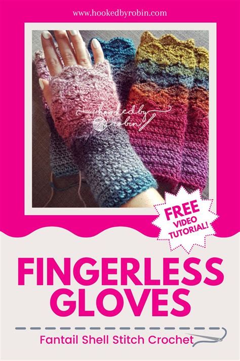 Fantail Shell Stitch Fingerless Gloves Free Video Tutorial Written