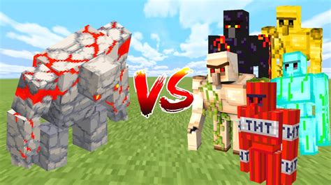 Redstone Golem Vs All Golem In Minecraft Mob Battle Youtube