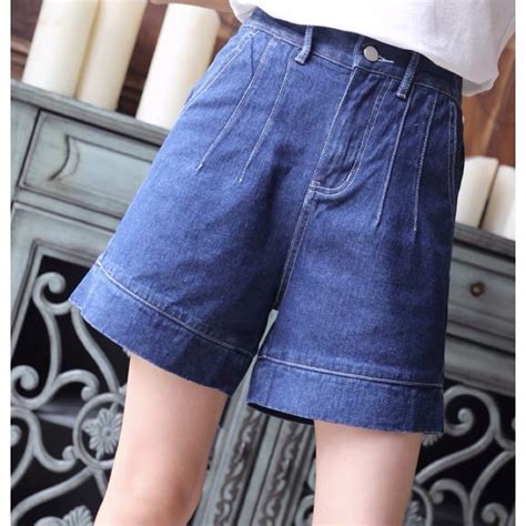Quần short nữ cạp cao ống rộng quần sooc đùi màu xanh đen hot trend Shop Hạt Dẻ Shopee