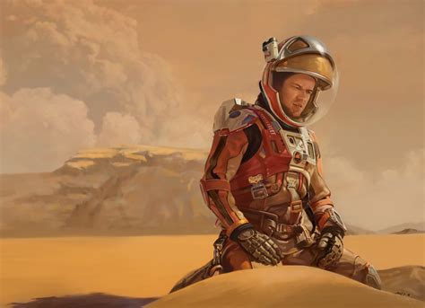 The Martian Matt Damon Digital Art Mars Astronaut Spacesuit Wallpaper ...