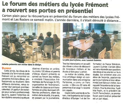 Le forum des métiers et de l orientation des lycées Frémont vu par la