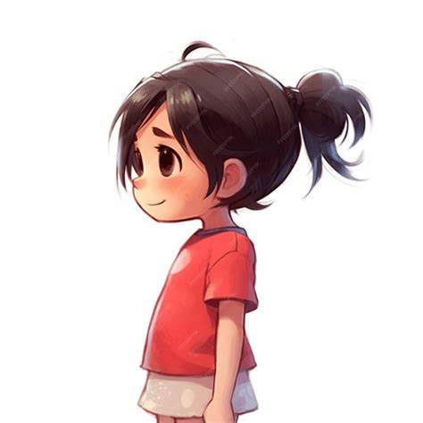 Premium Photo | Cartoon girl with ponytail hair standing in front of a ...