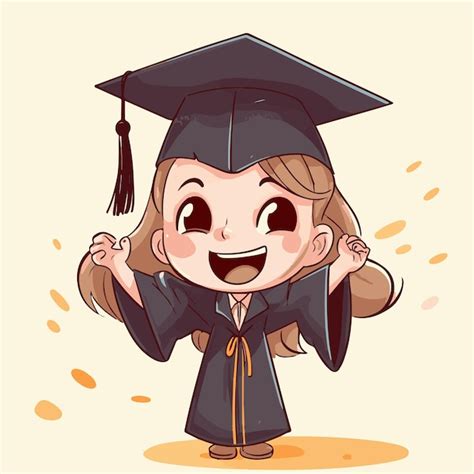 Un Dessin Animé D une Fille Portant Un Bonnet De Graduation Et Une