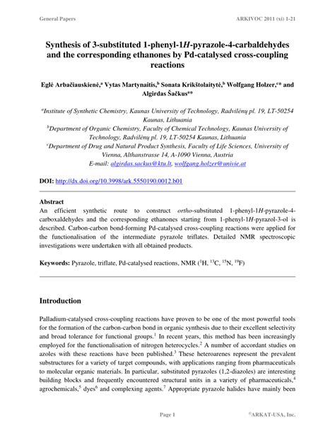 Pdf Synthesis Of Substituted Phenyl H Pyrazole Carbaldehydes