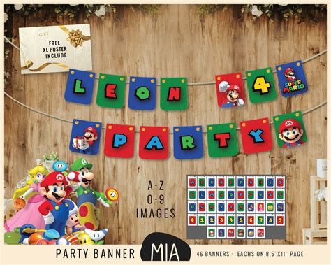 SUPER MARIO Printable Banner Birthday Super Mario Party - Etsy