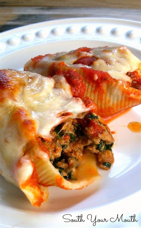 Classic Stuffed Shells With Italian Sausage Ground Beef Spinach