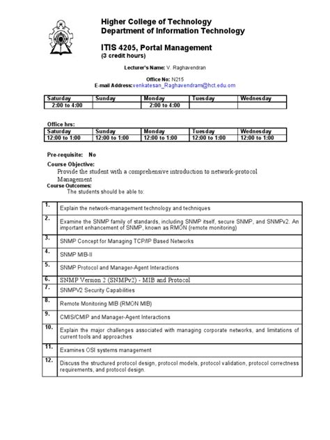 Higher College Of Technology Department Of Information Technology 4205