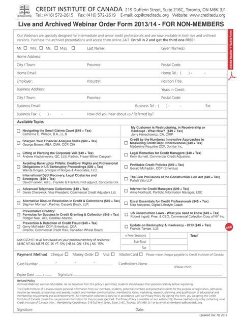 Fillable Online Creditedu Non Member Order Form Credit Institute Of