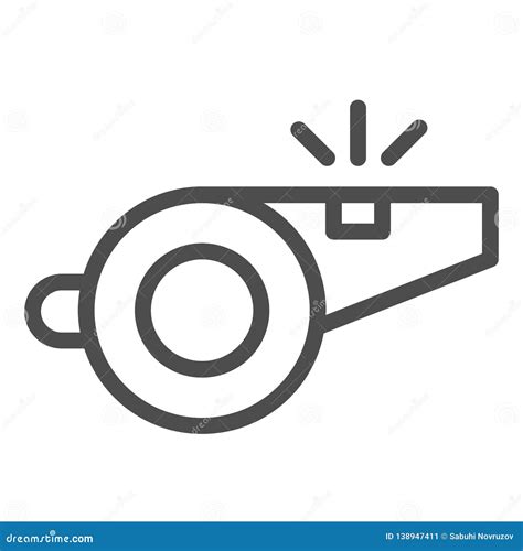 Whistle Line Icon Referee Whistle Vector Illustration Isolated On