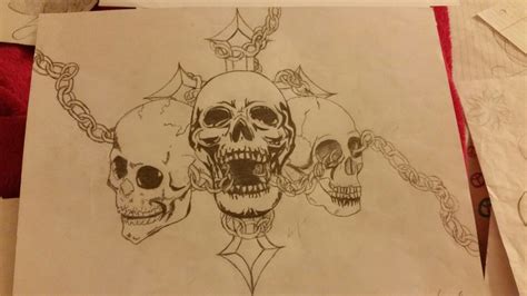 Tattoo Drawing With Skulls Cross And Chains Chain Tattoo Tattoo