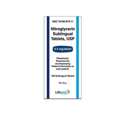 Nitroglycerin Mg Sublingual Tablets Bottle Mcguff