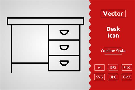 Vector Desk Outline Icon Design Graphic By Muhammad Atiq · Creative Fabrica