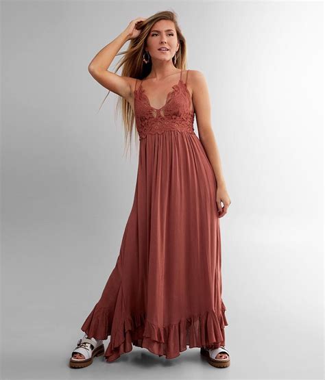 Free People Adella Maxi Slip Dress Womens Dresses In Copper Buckle