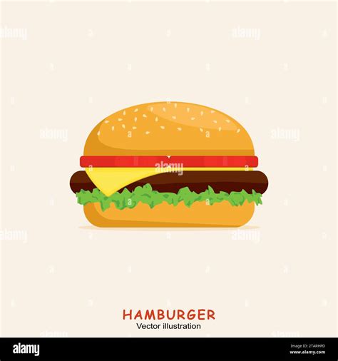 Hamburger With Meat Lettuce Cheese And Tomato Fast Food Vector