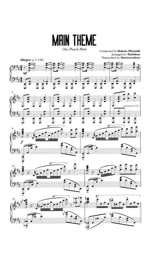 One Punch Man - main theme - anime piano sheet music