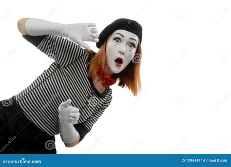 Portrait of Female Mime Artist Stock Photo - Image of clothes ...