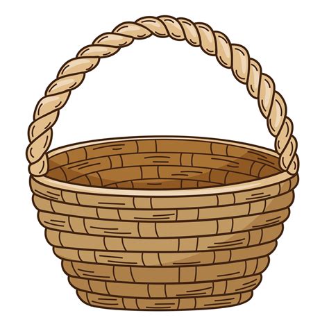 An Empty Wicker Basket Decorative Element With An Outline Doodle