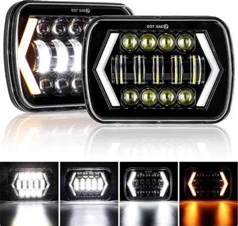 Faros Led Drl De 5x7 7x6 In Con Luz Alta baja 1 Par Meses sin interés