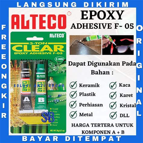 Jual Lem Epoxy Adhesive F Alteco Bening Transparan Alteco Clear