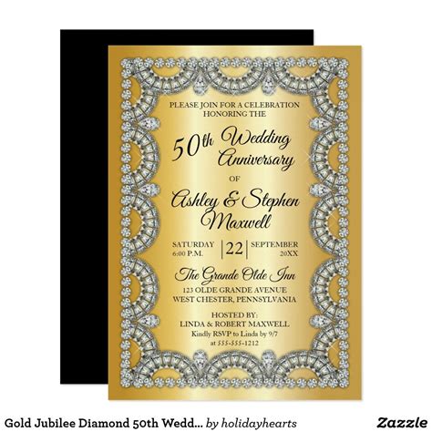 Gold Jubilee Diamond 50th Wedding Anniversary Invitation Zazzle