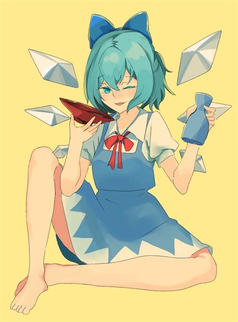 Safebooru 1girl Alcohol Barefoot Blue Bow Blue Dress Blue Eyes Blue