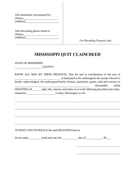 Fillable Form Mississippi Quitclaim Deed Edit Sign And Download In Pdf Pdfrun