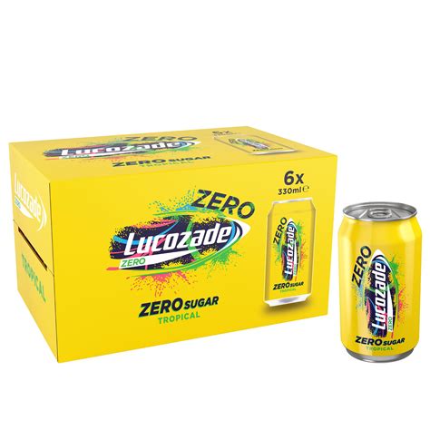 Lucozade Energy Drink Zero Tropical Can 6x330ml Lucozade Iceland Foods