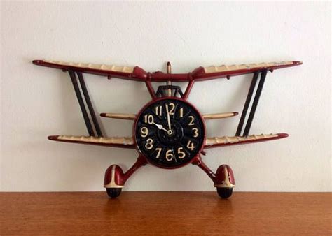 Vintage Sexton Biplane Wall Clock Made In Usa Etsy How To Make Wall Clock Clock Wall Clock