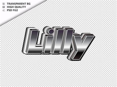 Tipografía de lilly texto plateado negro psd transparente Archivo PSD