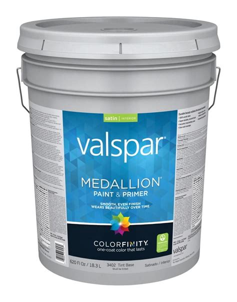 Valspar Medallion Satin Tintable Tint Base Paint Interior 5 Gal