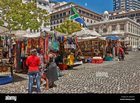 Market Stalls With Crafts And Souveniers On Greenmarket Square Cape