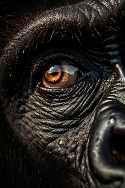 premium ai image  gorillas eye  shown   reflection