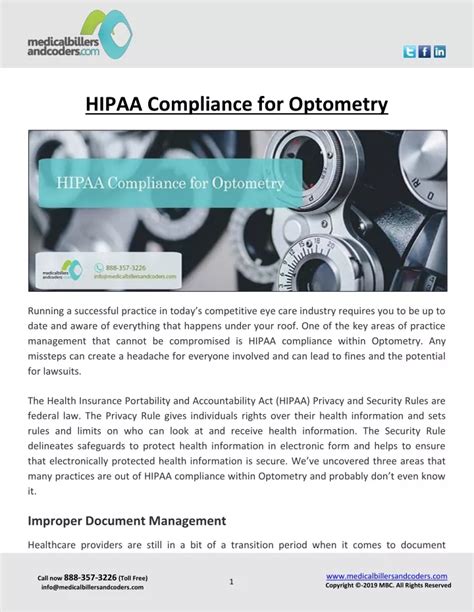 Ppt Hipaa Compliance For Optometry Powerpoint Presentation Free