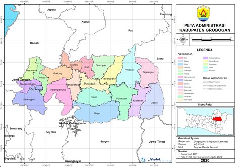 Peta Administrasi Kabupaten Grobogan Provinsi Jawa Tengah NeededThing