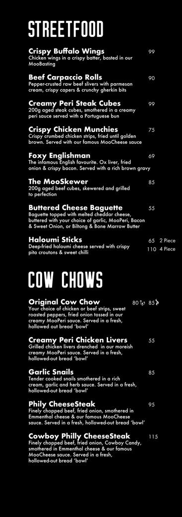 Menu | Moo Moo | South Africa