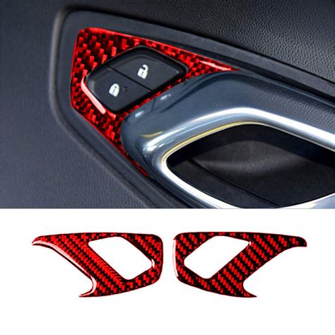 For Chevrolet Camaro Red Carbon Fiber Car Interior Door Lock Pins Cover