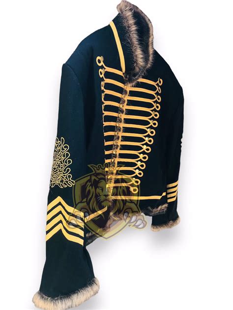 Mens Military Uniform Napoleonic Hussar Jacket Piping Tunic Pelisse