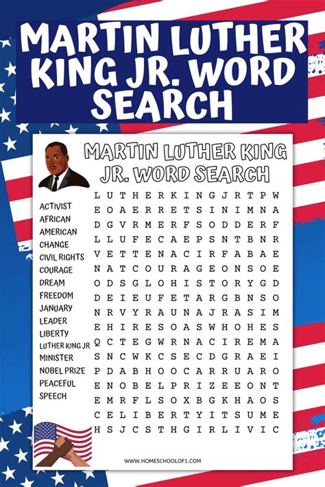 Free Printable Martin Luther King Jr Word Search Martin Luther King