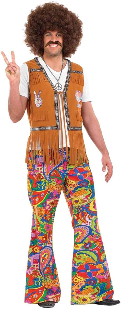 Fun Shack Flared Trousers Hippie Costume Men 60s Fancy Dress For Men