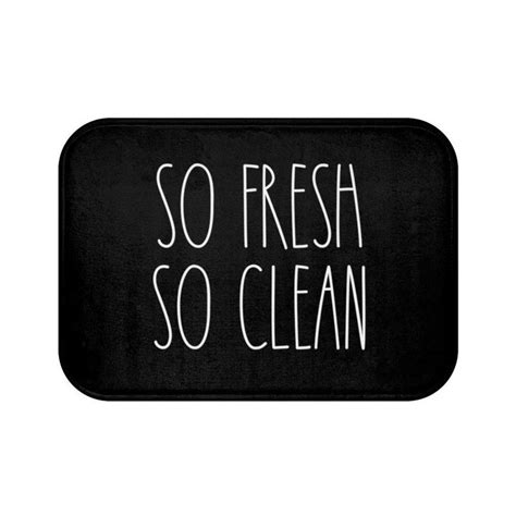 Inspired Rae Dunn So Fresh So Clean Black Bath Mat Farmhouse Bath Rug Boho Bath Decor Etsy