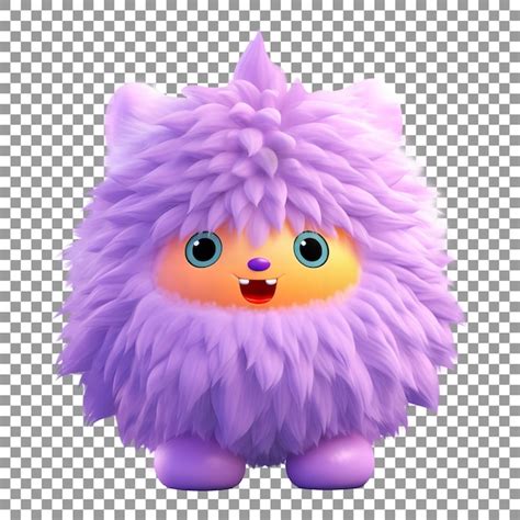 Premium Psd 3d Cute Fluffy Cartoon Isolated On Transparent Background