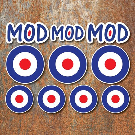 Set Mod Roundel Large Laminated Sticker Set Vespa Lambretta Scooter