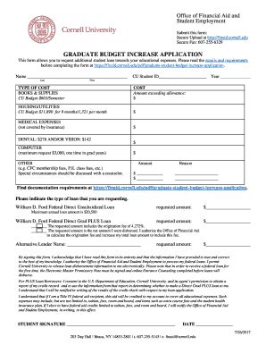 Fillable Online Finaid Cornell Submit This Form Fax Email Print