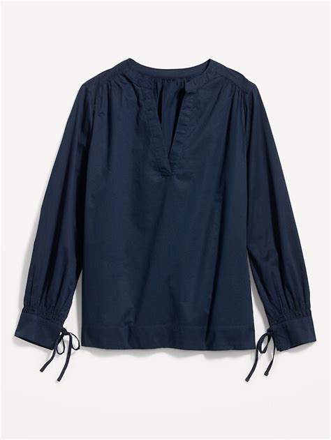 Puff Sleeve Split Neck Blouse Old Navy