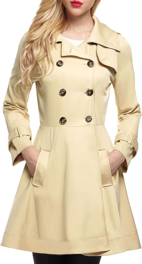 CRAVOG Mantel Damen Trenchcoat Lange Jacke Zweireihige Herbst