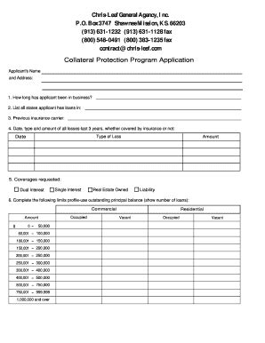 Fillable Online Collateral Protection Program Application Fax Email