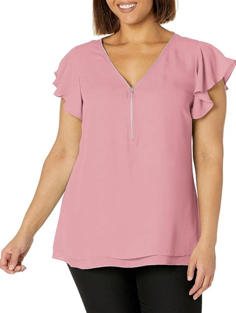 City Chic Plus Size Top Zip Fling In Blush Size 14 At Amazon Women’s Clothing Store