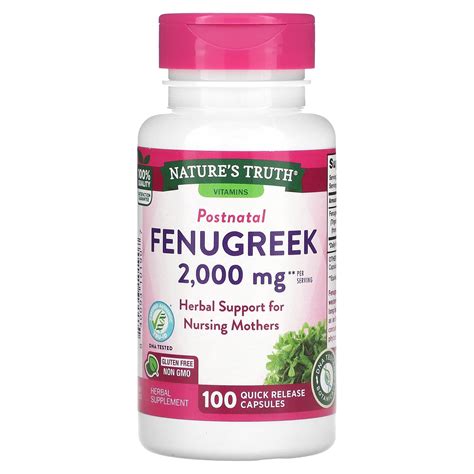 Natures Truth Fenugreek 2000 Mg 100 Quick Release Capsules 1000